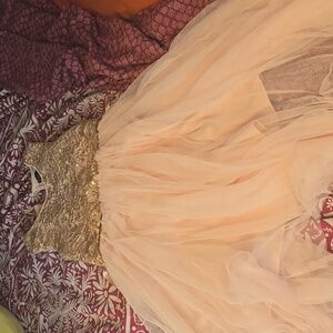 Girls peach and gold dress